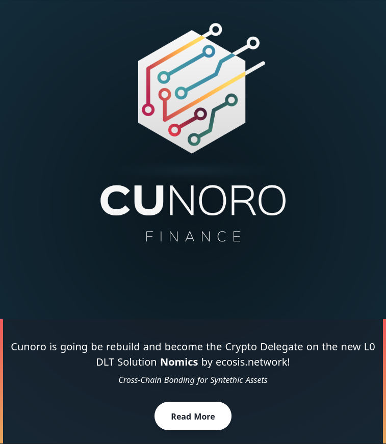 ‼️ cunoro.finance is going be rebuild and become the Crypto Delegate on the new L0 DLT Solution ecosis.network/nomics!

$NORO $NOMICS #blockchain #cryptoworld #CryptoNews