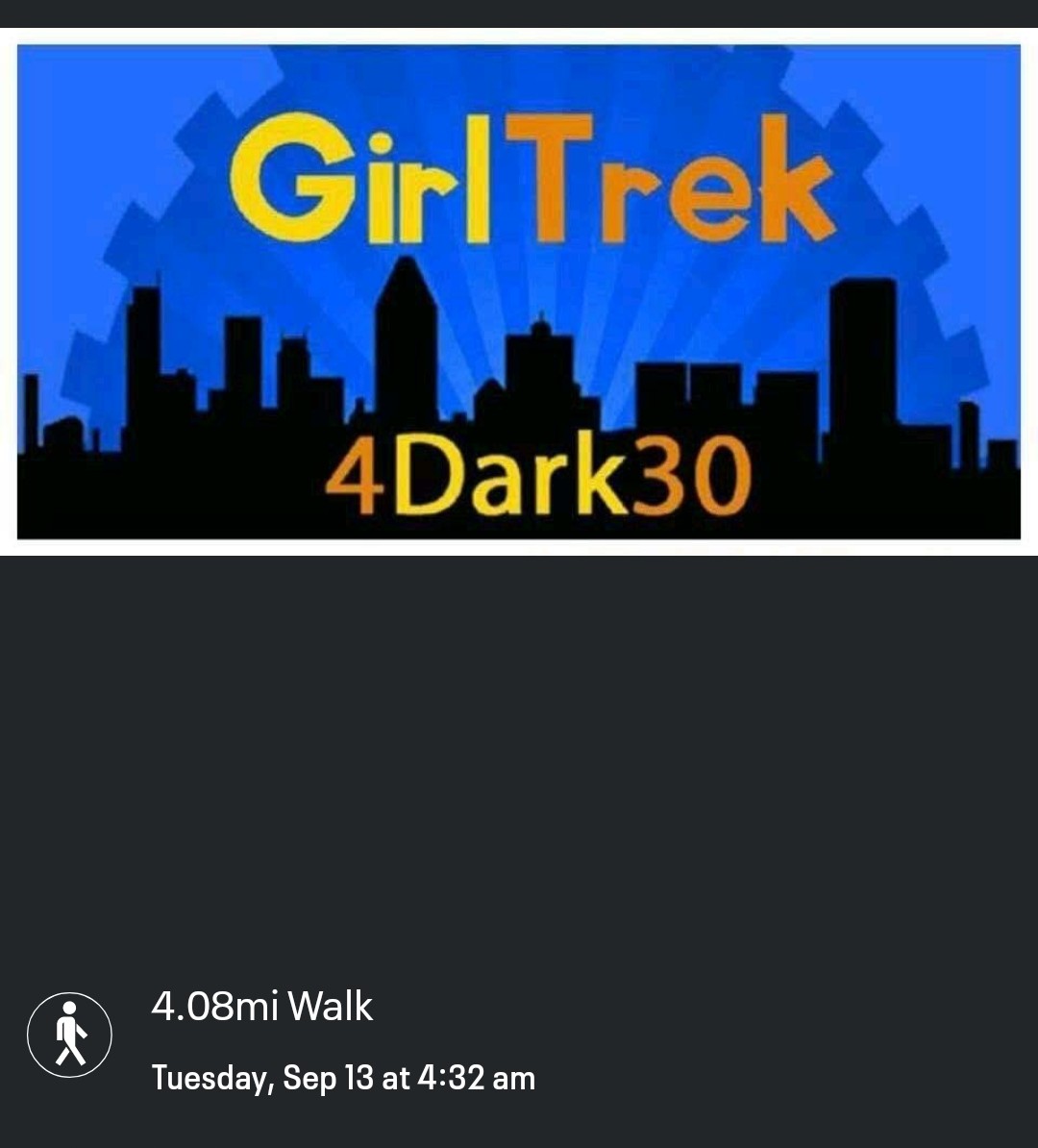 Olliegall's tweet photo. Tuesday Morning Walk #4Dark30Crew
60 degrees this morning @GirlTrek
#SelfcareSeptember #GirlTrek
#21Walks30Days Day #5
#JumpstartChallenge👟 https://t.co/W80FhLO32C