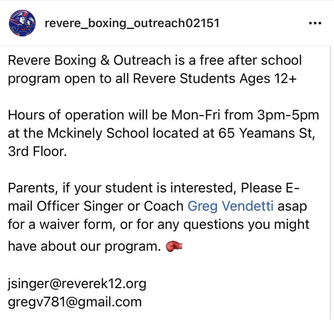 Revere Boxing & Outreach tweet media