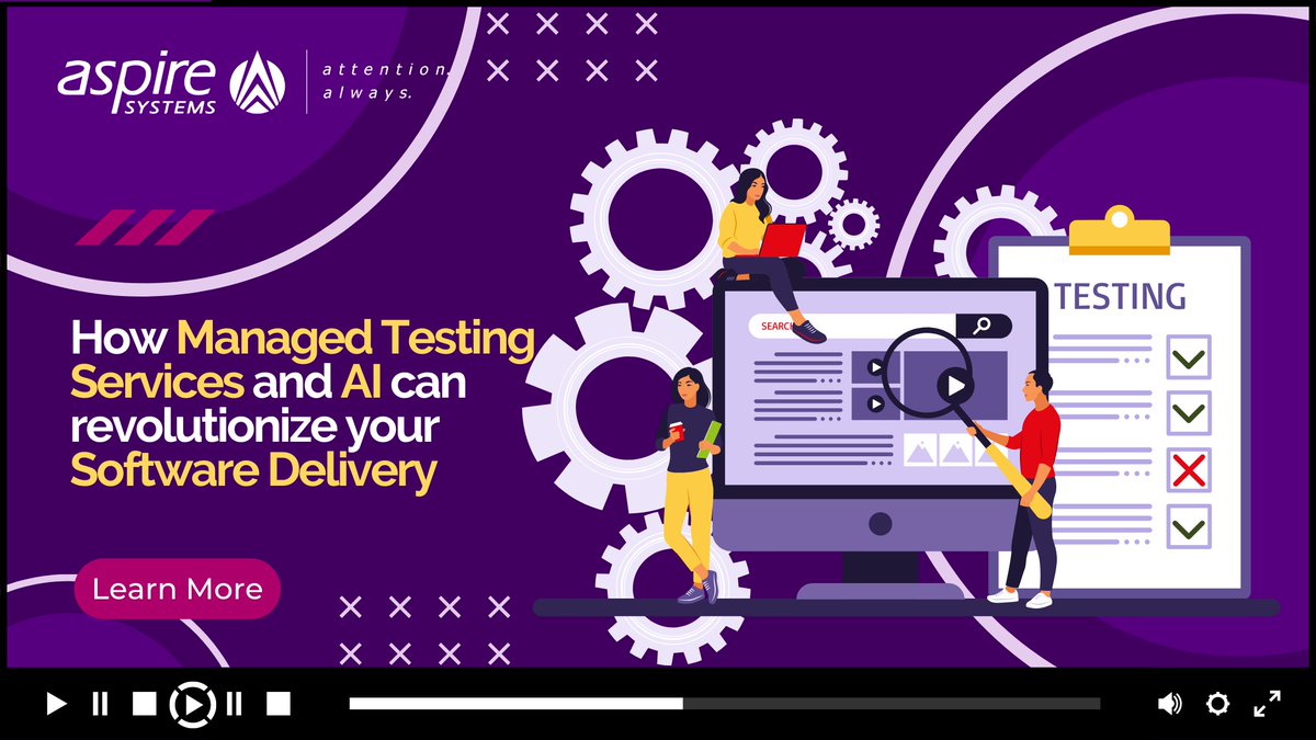 testing_aspire's tweet image. Hear our industry experts talk about how #ManagedTesting Services and AI can revolutionize your Software Delivery.
Check out our video at: ter.li/973t4p
#Testing