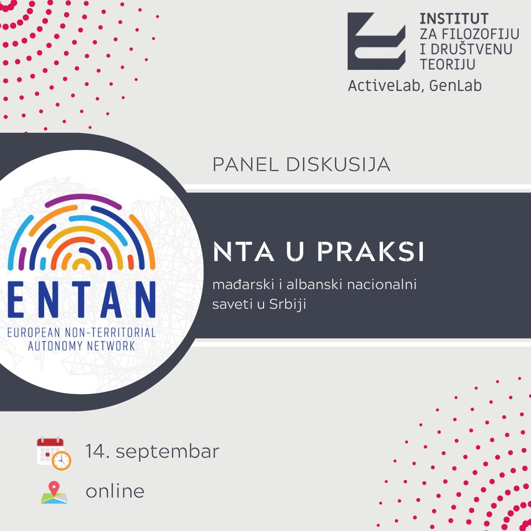 IFDT_Beograd's tweet photo. 📣 [𝗣𝗮𝗻𝗲𝗹 𝗱𝗶𝘀𝗰𝘂𝘀𝘀𝗶𝗼𝗻] 𝗡𝗧𝗔 𝗶𝗻 𝗣𝗿𝗮𝗰𝘁𝗶𝗰𝗲: 𝗛𝘂𝗻𝗴𝗮𝗿𝗶𝗮𝗻 𝗮𝗻𝗱 𝗔𝗹𝗯𝗮𝗻𝗶𝗮𝗻 𝗠𝗶𝗻𝗼𝗿𝗶𝘁𝘆 𝗖𝗼𝘂𝗻𝗰𝗶𝗹𝘀 𝗶𝗻 𝗦𝗲𝗿𝗯𝗶𝗮
 
🗓 September 14, 2022.
🕛 From 12:00 to 14:30 CET
💻 Zoom

🗣  English
➡  #IFDT‘s #ActiveLab and #GenLab https://t.co/haNxfMB8Sd