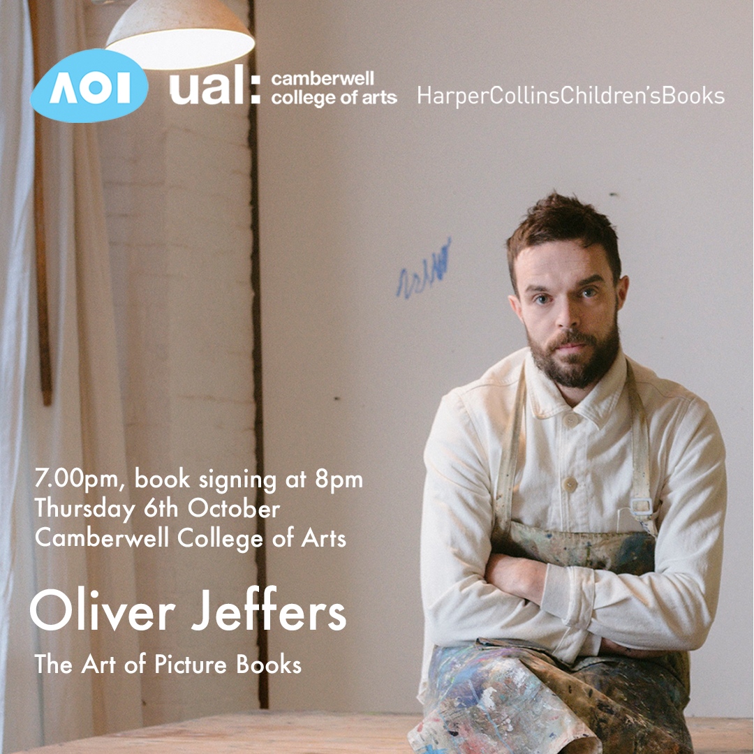 This 6th October, come learn about the Art of Picture Books with the one and only: <a href="/OliverJeffers/">Oliver Jeffers</a> 📖

A new in-person event in partnership with <a href="/CamberwellUAL/">Camberwell College of Arts</a>, <a href="/HarperCollinsCh/">HarperCollins Children's Books</a> and the AOI. 

Limited Spaces! 🎟️ bit.ly/OliverJeffersU…