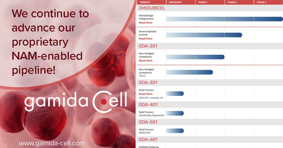 GamidaCellTx's tweet photo. As #ESMO2022 ends, Gamida Cell continues to advance its unique curative approach with #NAMenabled cell therapy candidates as a potential new treatment for patients with hematologic and solid tumor cancers.
https://t.co/qqx09ZzK1X
#StemCellTherapy
#NKCellTherapy
#BloodCancers https://t.co/LAT14DAtdB