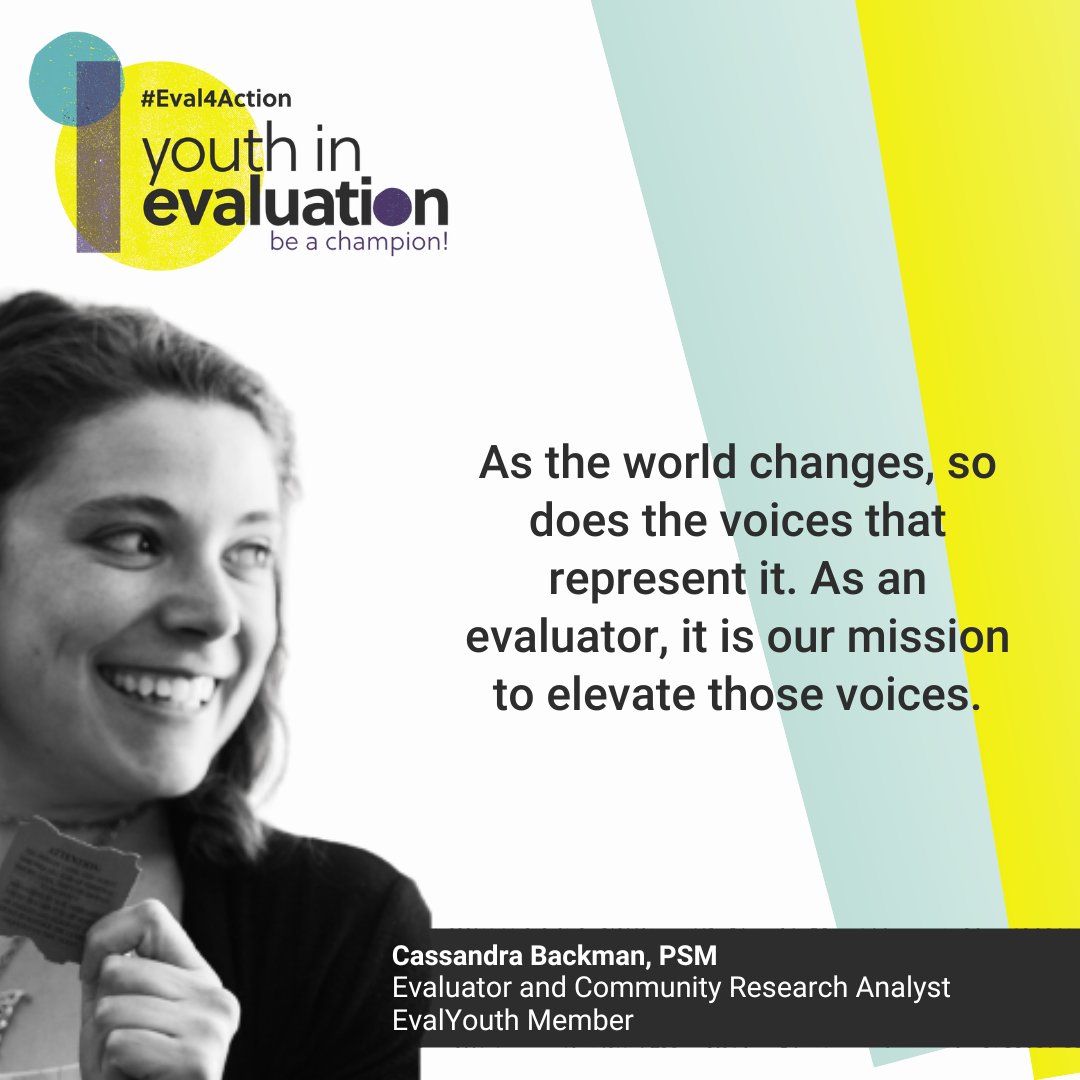 Come see why our members are engaging #youth in #evaluation. #Eval4Action Follow us on twitter 👉@evalyouth_na or Linkedin 👉EvalYouth North America Thanks @leebackman23