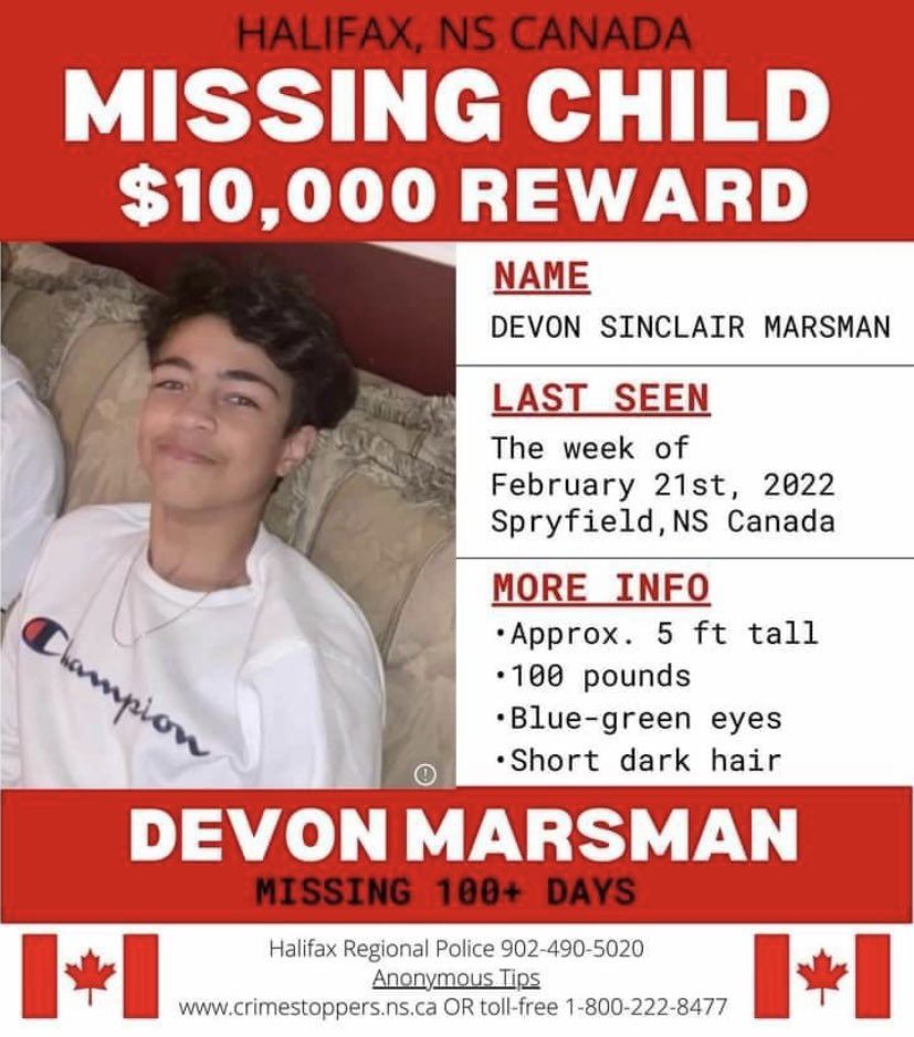Melaniechagnon4's tweet photo. Where is Devon ?? 200 days not even an update or lead !! @HfxRegPolice @CBCNS @haligonia He is a MISSING CHILD #MissingPerson #MissingChild #devonmarsman #abolishthepolice #BlackLivesMatter https://t.co/2V6ZtHLqlE