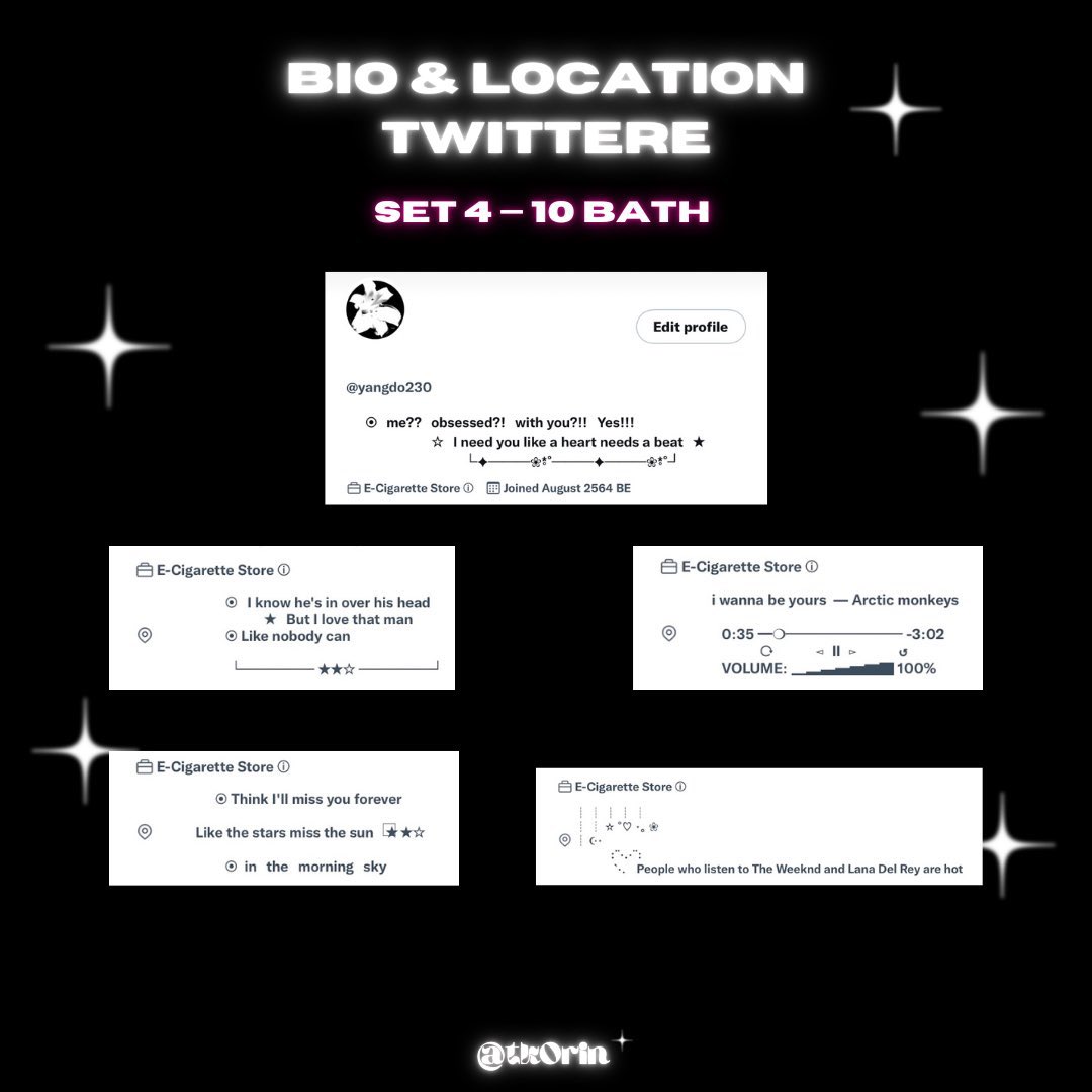 ﹙ pls rt ﹚🐈‍⬛

◉ bio &amp; location twitter 
◉ 1 set — 1O bath ❨ เซ็ตละ 1O฿ / 1from ❩
◉ mention or dem 💋

#ฟอร์มไบโอ #ฟอร์มโลเคชั่น #ไบโอไอจี #แจกอิโมจิ #ไบโอปาทู #แจกอิโมจิ #แจกไบโอ #อิโมติคอน #ร้านฟอร์บอท #พื้นที่โปรร้าน #ปาทู #formbio #พื้นที่โปร