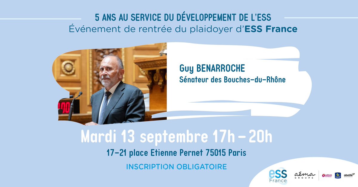 GuyBenarroche's tweet photo. Dans le cadre du temps fort du plaidoyer d'@ESS_France  "5 ans au service du développement de l’ESS" j'interviendrai aux côtés de @clairethoury et de @HuguesVidor à la table ronde "Construire une démocratie sociale et citoyenne" à partir de 17h. https://t.co/AKBlOVPrKN