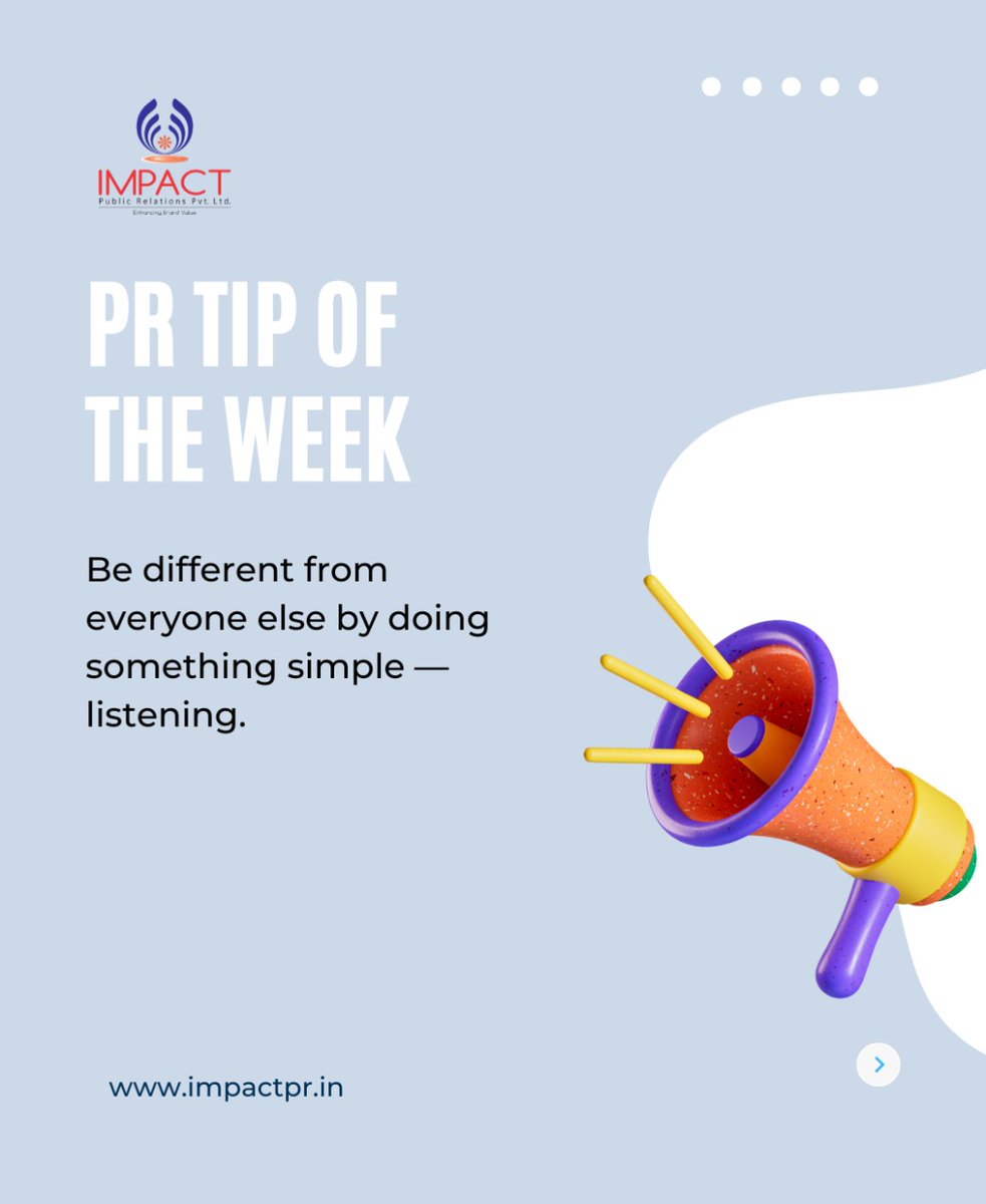ImpactPR's tweet photo. PR tip of the week !!
.
.
.
.
#impact #impactpr #publicrelationsindia #publicrelationsagency #pr #prtips #prtip #prtipoftheday #prtipsandtricks https://t.co/c12Chl0wkG