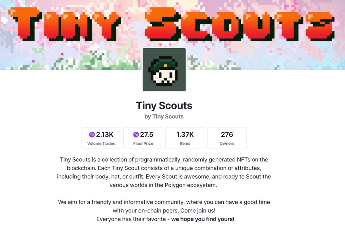 TheScoutsNFT's tweet photo. FP GOING UP
SALES GOING UP
2K $MATIC REACHED!
UPONLY BABY
#KeepScouting 🎒🚀 https://t.co/IyXqVQmMZi