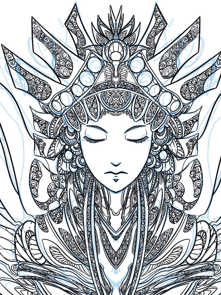 Detail of this piece’s progress … #wip #digitalart #digitaldrawing #digitalink #digitalillustration #drawing #inking #illustration #disegno #dibujos #lineart #linedrawing #scifi #scifiart #female #chinese #chinesedesign #asian