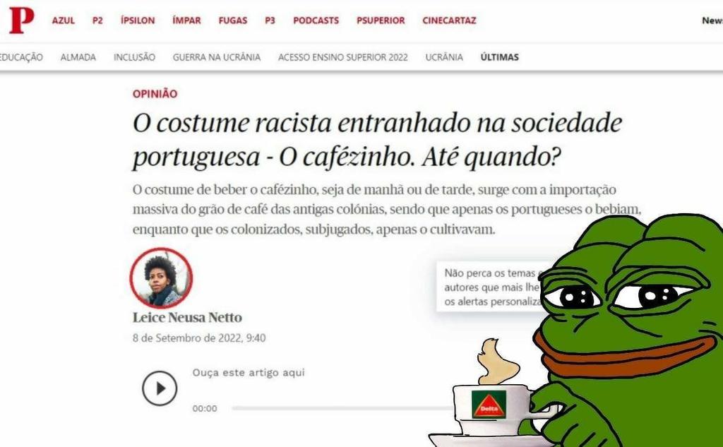 MFrancoCesar's tweet photo. Quando pensamos já ter visto de tudo, vemos o jornal @Publico a dar protagonismo a esta gente.

Bebés café? És racista. https://t.co/rxmUwOi2Ow