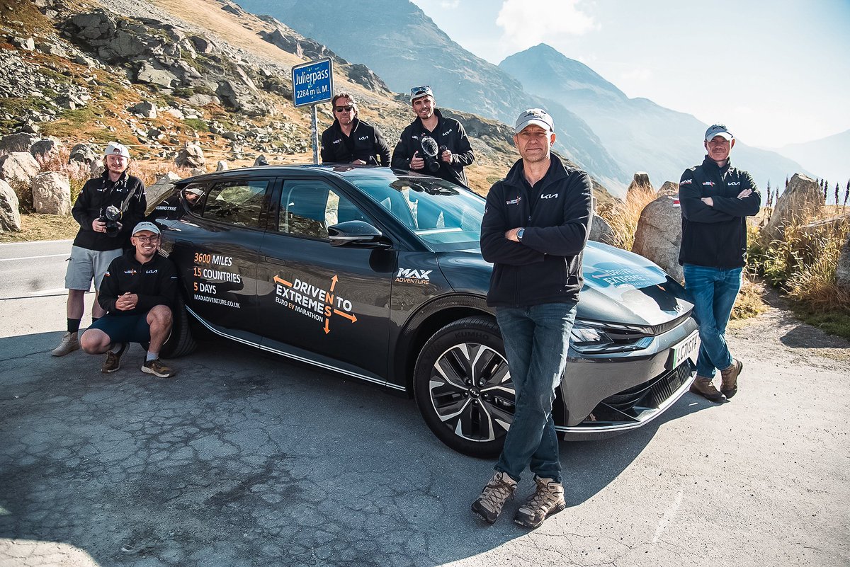 3,174 miles and 16 countries in 89 hours 12 minutes! The Max Adventure team completed the #DrivenToExtremes Euro EV Marathon and drove a fully electric Kia EV6 Air from Oslo, Norway, to Portugal, arriving in just 3.75 days. #KiaEV6 #MovementThatInspires #Kia #EuroEVMarathon