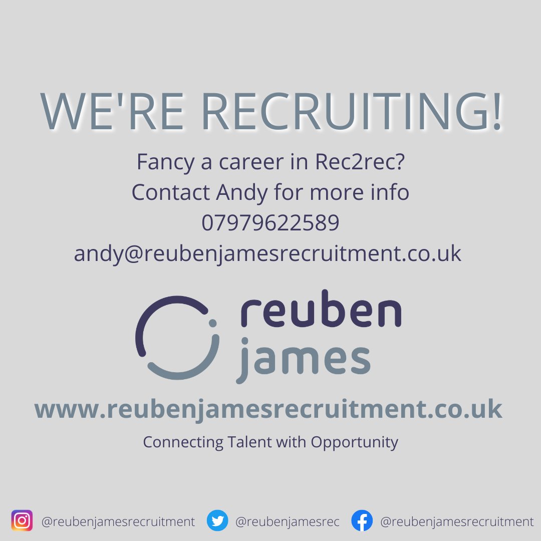 We're hiring 🤩
Our new office is based in Burnley and we are looking for experienced recruitment consultants to join us. Have a look on our instagram for more info or feel free to contact Andy on 07979622589

instagram.com/p/Cick2oRLbb5/…