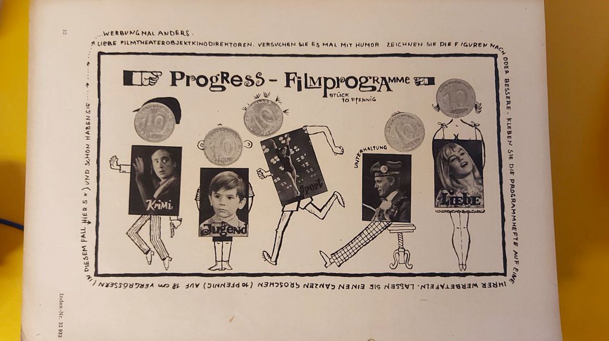 #Fundstück: Werbung mal anders? #progress gibt Beispiele, wie gute Filmwerbung aussehen kann. Versuchen Sie es zum Beispiel mit Humor!😁

#KinoinderDDR #DEFA #citizenscience