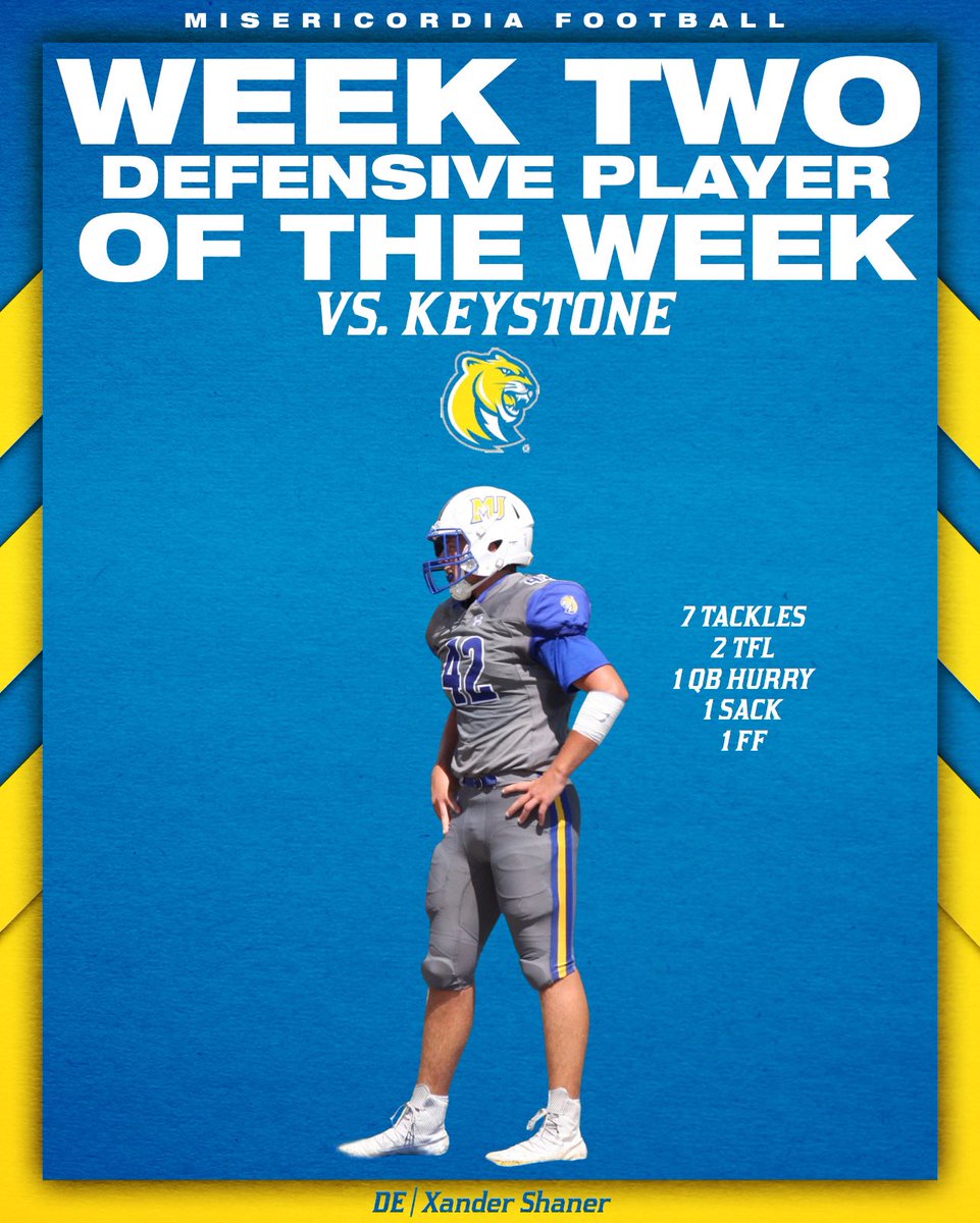 MUCougarsFB's tweet image. Defensive Player of the Week!
JR 6’3 235 DL Xander Shaner (@ShanerXander)(@DallasMountsFB)
7total Tackles 2TFL, 1 BIGTIME Strip Sack leading to a TD 
#BeBIGTIMEWhereYouAre