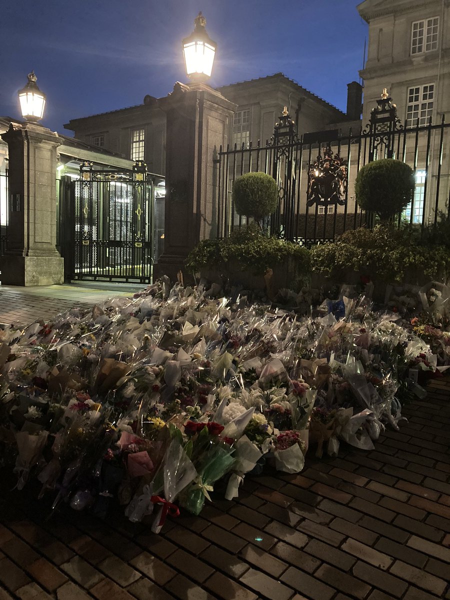 Laid flowers for Her Majesty  outside The British Embassy in Tokyo the other day. So many bouquets. Very moving. #RIPQueenElizabeth #ThankYouForEverything