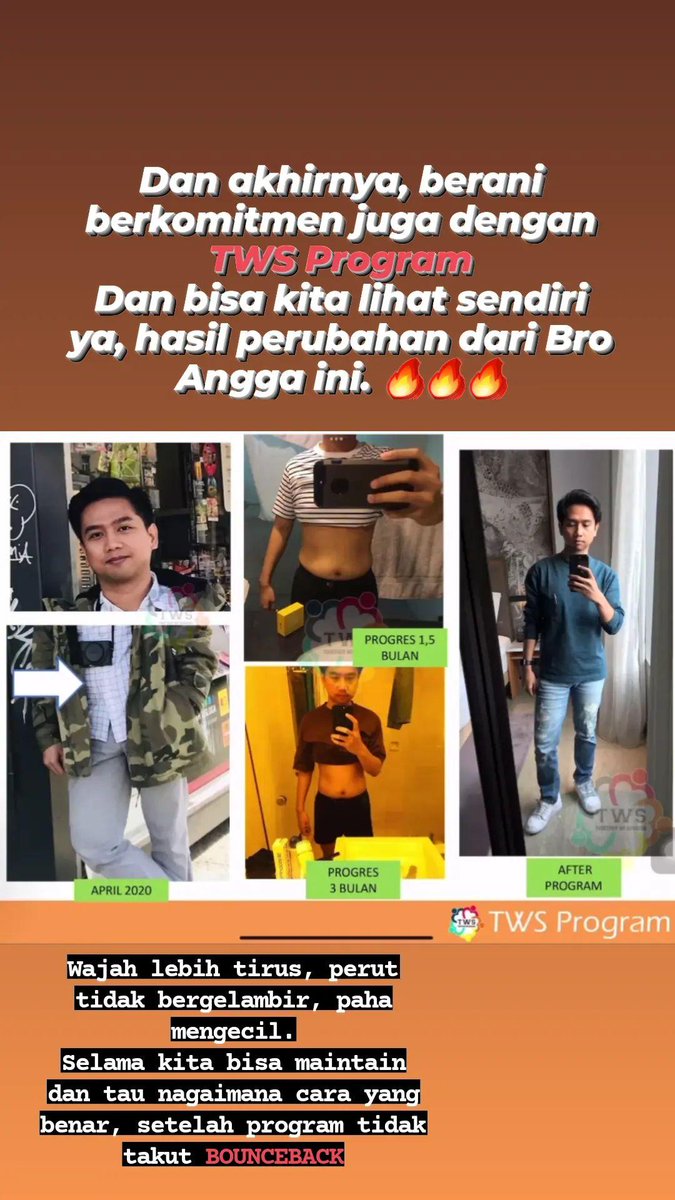 shelz_SB's tweet image. Bagi para lelaki, ini ada beberapa hasil, dan testimoni juga ya dari bro" diluar sana, yang sudah menjalani program
Selama kita bisa maintain pola, tau cara yang benar, ga akan takut dengan yang namanya BOUNCEBACK / YOYO
#twsprogram #programtws #diet #dietsehat #healthylifestyle