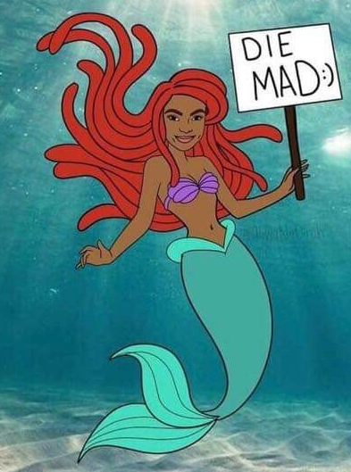 RealWokeJuice's tweet photo. Hey racists, we're not stopping at Ariel. #disney #LittleMermaidLiveAction #littlemermaid #staywoke #racist #culture #lesswhite #disneyplus #princess https://t.co/yNNFSMdB6U