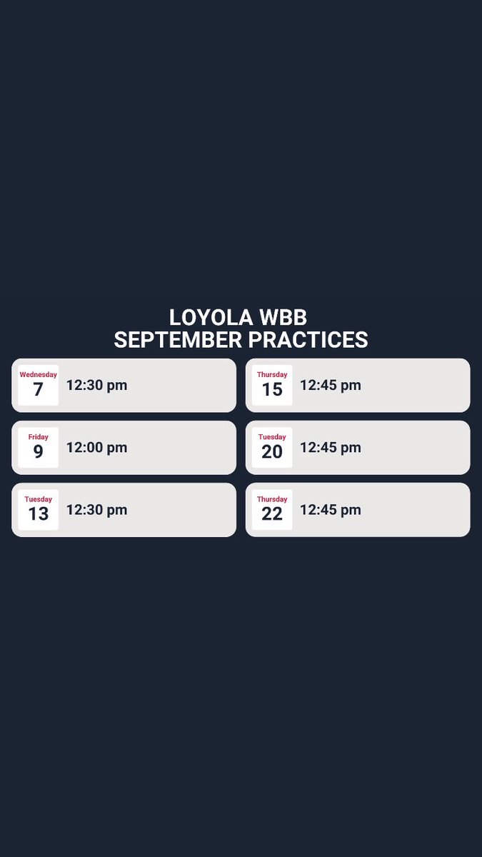 Still time coaches to catch a Loyola practice this month. And plenty more after that. DM me if you want to come by. Always confirm the time. ⏰