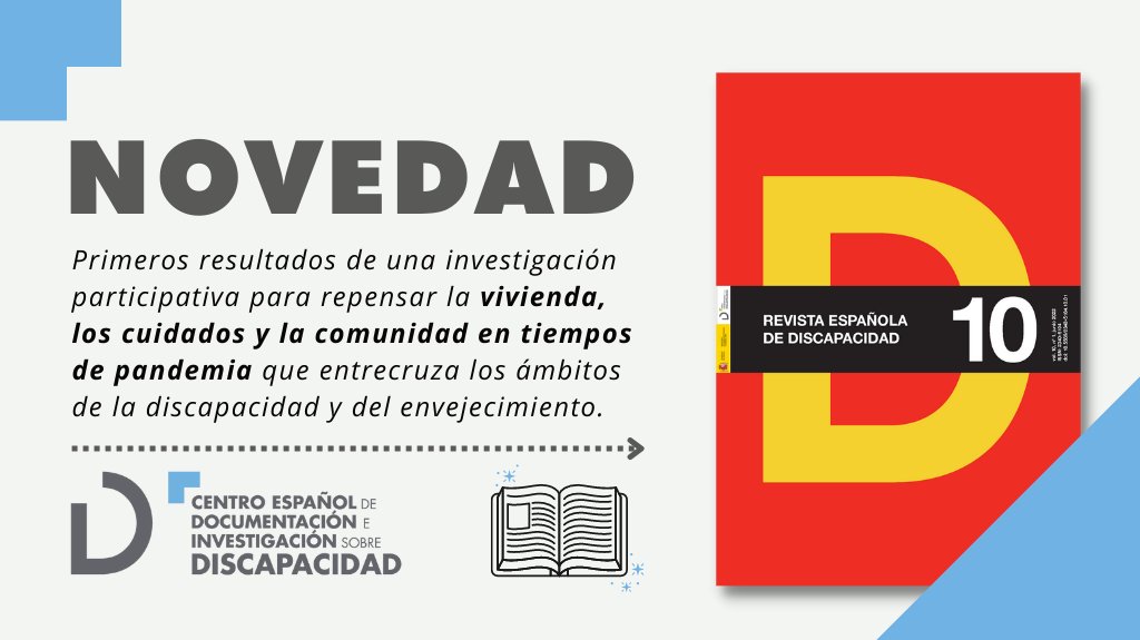 #NOVEDAD | 📕 'Las infraestructuras de #cuidado en tiempos de #pandemia'.

📓 #REDIS, Revista Española de Discapacidad.
🔍 V10N1, 2022, p. 231-240.
✍ García-Santesmases, A. 𝑒𝑡 𝑎𝑙.
📚 Edita: <a href="/CEDID_dis/">📖 CEDID</a>.

🔗 bit.ly/3dedGY0