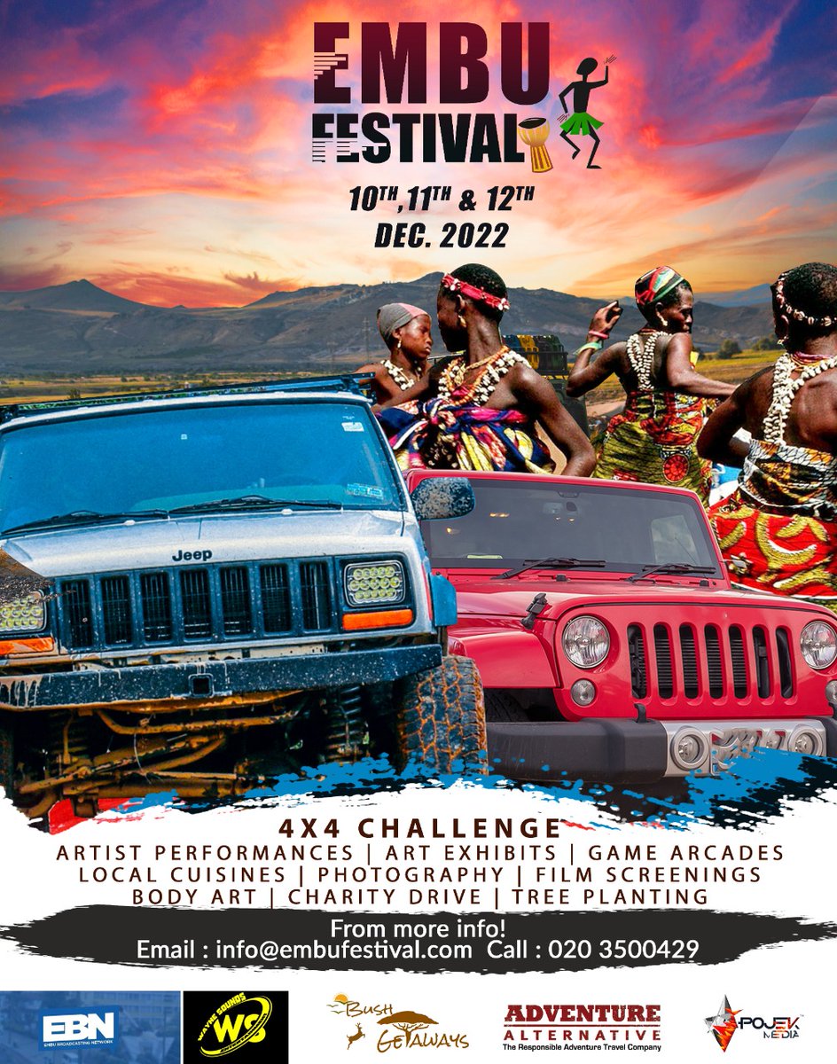 BrandsSavvy's tweet photo. December from the 10th to the 12th of 2022; You don't want to miss out.
_______________EMBU FESTIVALπͺ____________
The Ultimate 4X4 CHALLENGE.
#SpaceYaMagari #cartwitter C in C #sakaja #KCU192H #shawry @EmbuFestival
@alexmwanzo @Caradvicekenya @4x4 @keleneyole @EmbuPundit https://t.co/GsMp1idznR