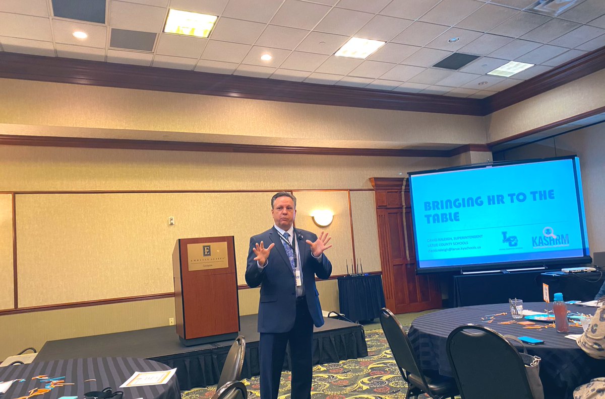 KASHRM_'s tweet photo. Mr. David Raleigh, Superintendent of @LaRueCounty , is Bringing HR to the Table this morning! ⭐️ #KASHRMStateConference2022 https://t.co/3D7yU43Guc