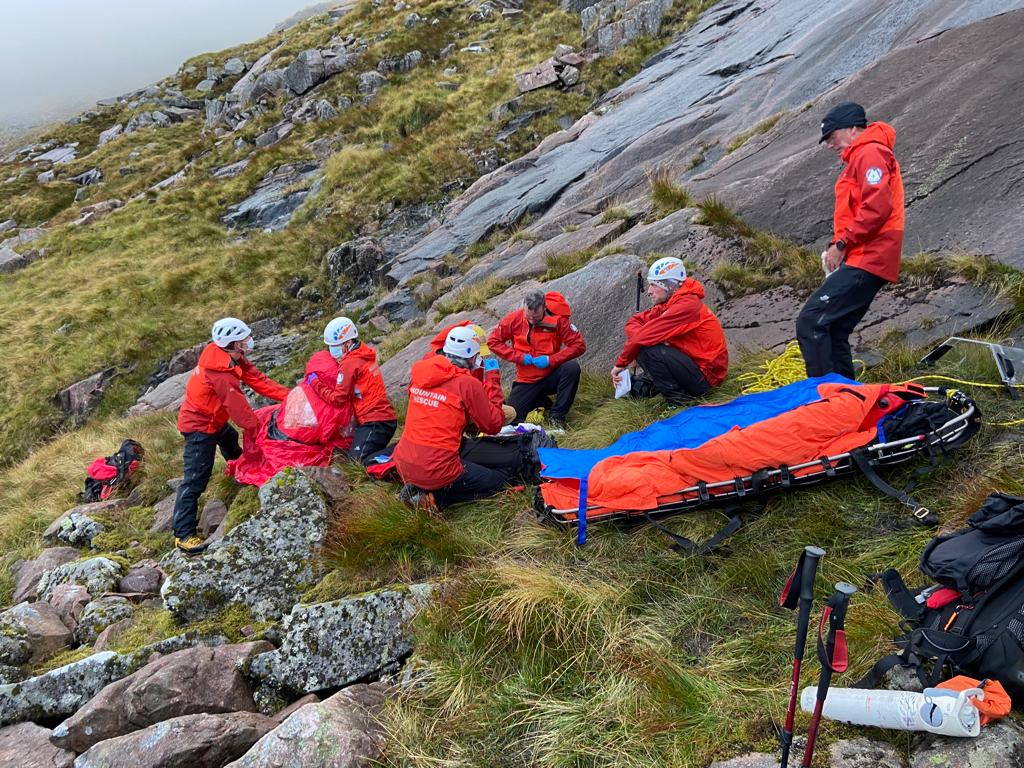 Team responded to a casualty high on Ben Cruachan last night with multiple fractures following a fall. Team located casualty and packaged and stretched them below the cloud level and winched onboard Coastguard helicopter Rescue 199 just as light was failing.