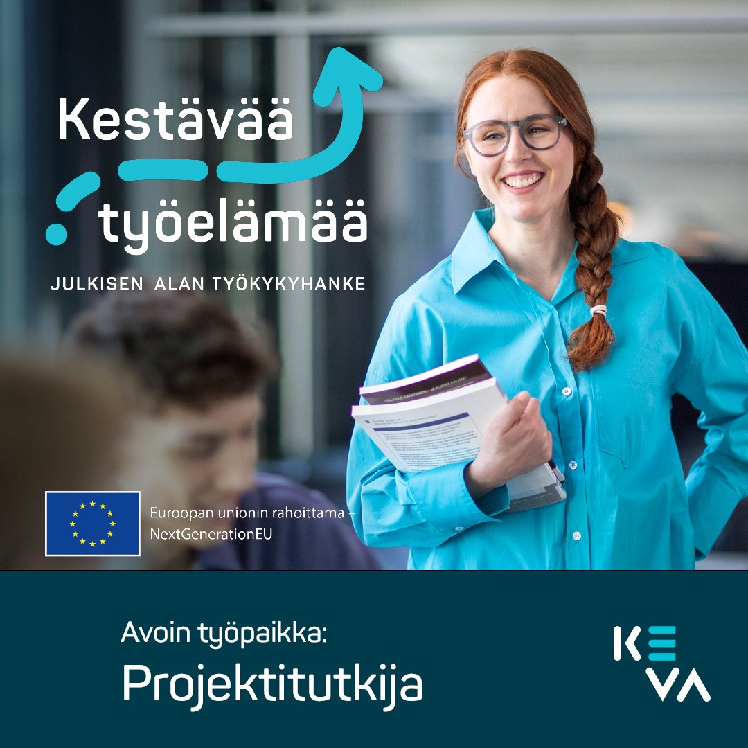 Kiinnostaako näköalapaikka työelämän kehittämiseen ja tutkimukseen julkisella alalla? Haemme projektitutkijaa #KestävääTyöelämää hankkeeseen tukemaan hankkeen tutkimuspalveluiden onnistumista.

📅Hae tehtävään viimeistään 23.9. keva.fi/uutiset-ja-art… 
#työpaikat #projektitutkija