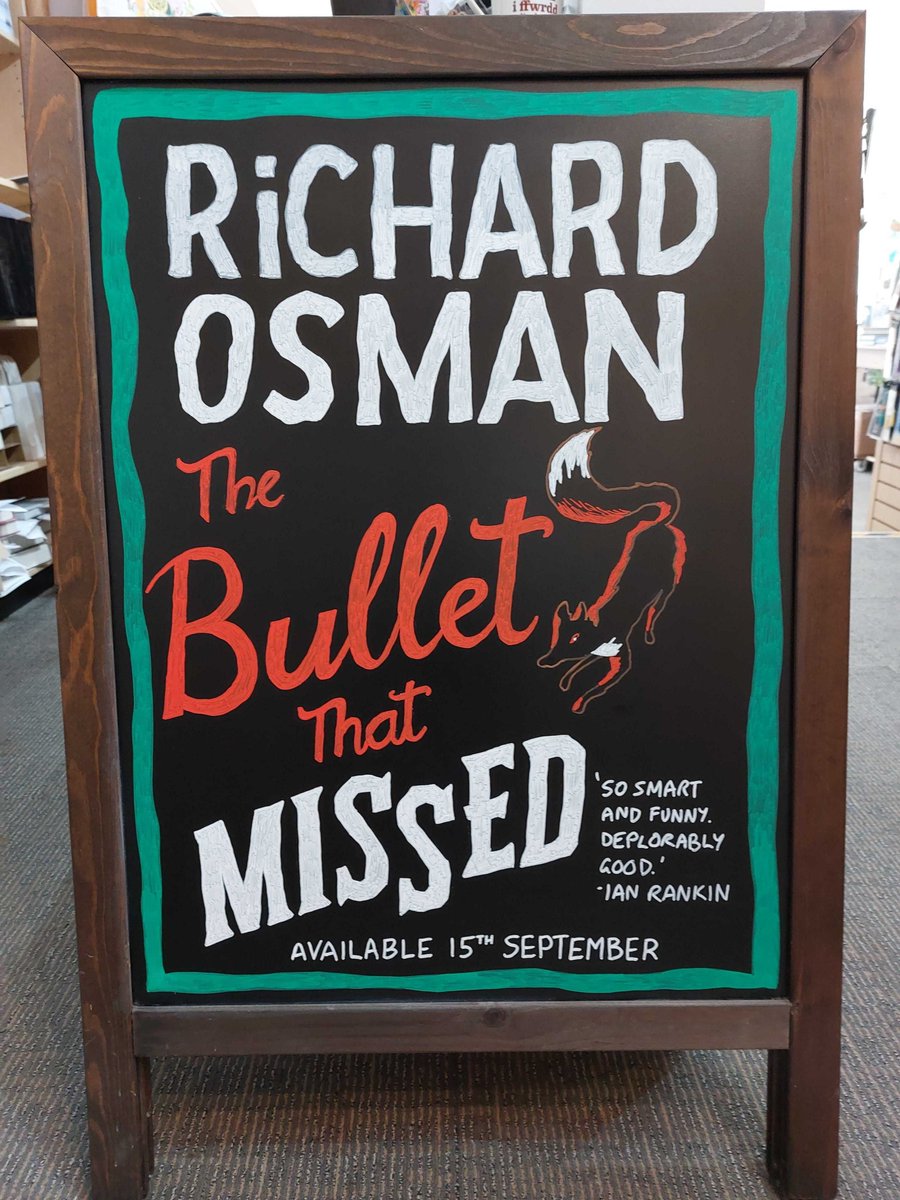 Thursday is publication day for @richardosman and #TheBulletThatMissed - which means it is time for a new board outside our shop 😍

@PenguinUKBooks
