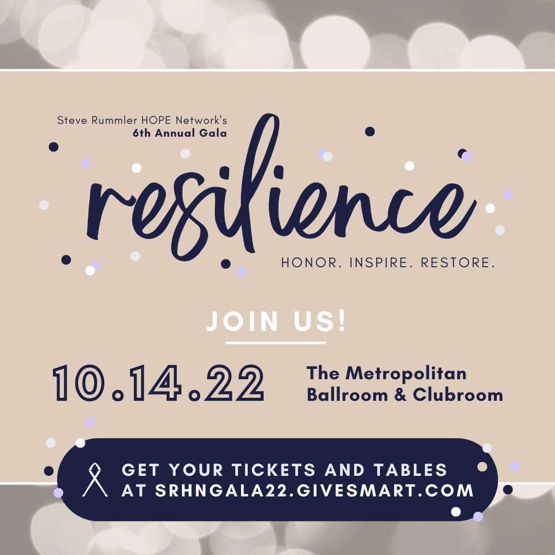 Register for the Steve Rummler Hope Network gala in October. It’s a wonderful event to support an incredible organization. SRHNGala22.givesmart.com