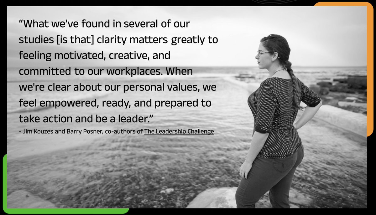 'Clarity matters greatly to feeling motivated, creative, and committed to our workplaces. When we're clear about our personal values, we feel empowered, ready, and prepared to take action and be a leader.' #emotionalintelligence #selfawareness #purpose #values #clarity