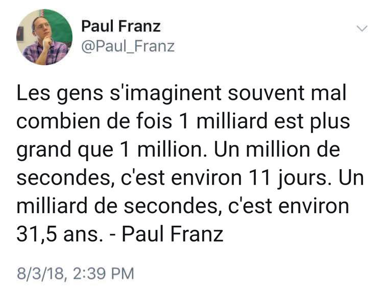Bonjour Twitter, 

Quels sont vos ordres de grandeur préférés ? Un truc qui fait dire "Wow"

Sur tous les sujets (avec une affection particulière pour ceux sur l'énergie)

J'aime bien celui-ci
