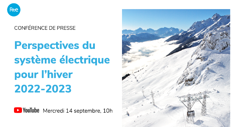 rte_france's tweet photo. Dans le contexte d’incertitude lié à la crise énergétique, RTE présentera ses études prévisionnelles pour l’#hiver prochain ce mercredi 14 septembre à 10h.
Conférence à suivre en direct sur notre chaîne Youtube 👇