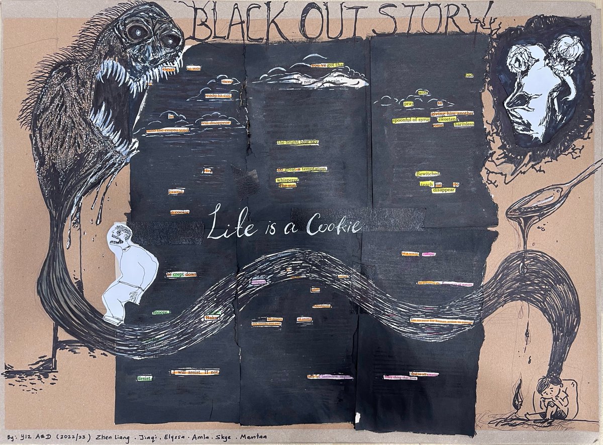 Literacy Week:
Collaborative Black Out Story - 
Life is a Cookie 🤣
#HISSixthform