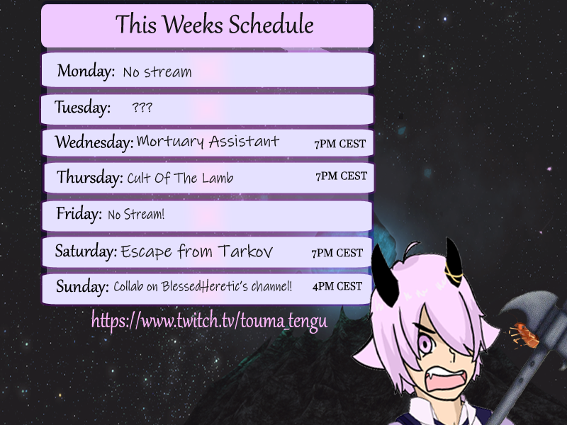 💜🐂Schedule for this week! 🐂💜
            (August 12th till September 18th)