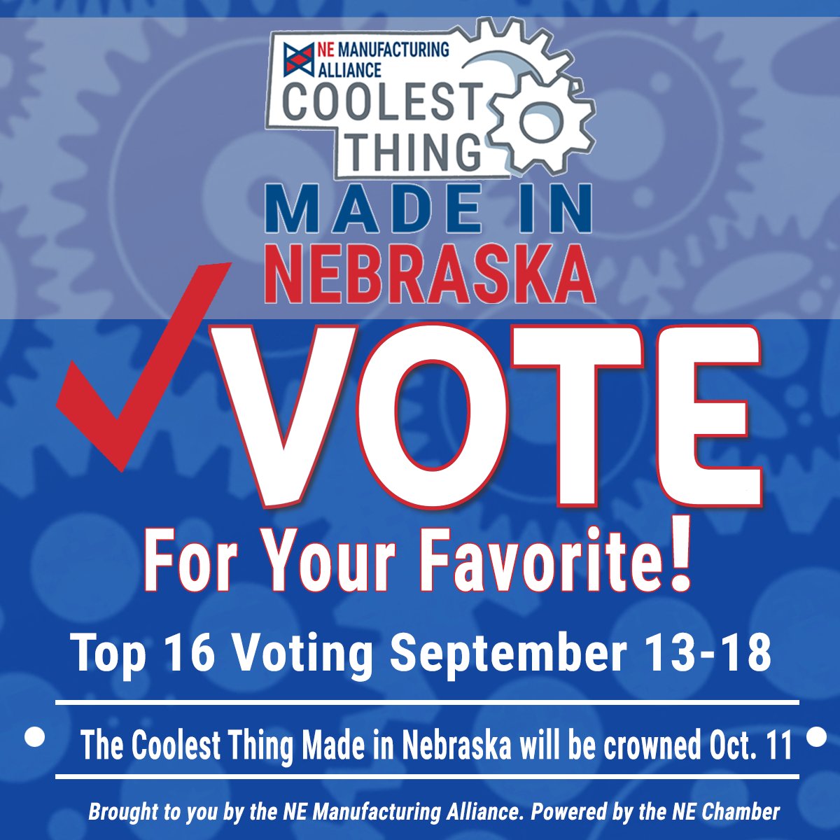 NebraskaChamber's tweet photo. What is your favorite Coolest Thing Made In Nebraska?

Vote for your favorite in the NE Chamber Coolest Thing Made in Nebraska Contest!
Top 16 Voting begins September 13 through September 18.

https://t.co/k4N0ZuYv2Z https://t.co/DIFVb3B4Gy