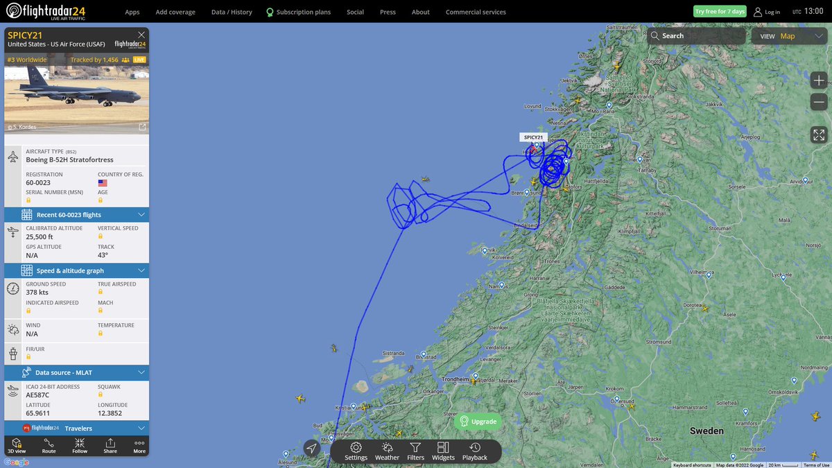 Sept. 13, 2022
#Fairford #Norwegian Sea

#SPICY21 #AE587C USAF B-52H Stratofortress
