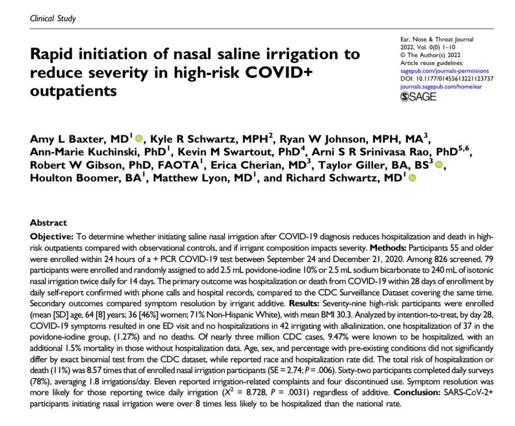 sandralopezleon's tweet photo. 🦠 Está publicación científica nueva muestra que el lavado nasal con solución salina (2 veces al día) cuando uno tiene #COVID reduce el riesgo de #COVIDsevero 

https://t.co/Mu8r8YcLPV https://t.co/uAa61W6owp