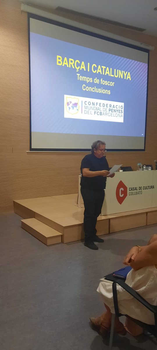 collbato's tweet photo. 📸Ahir el  Casal de Cultura de #Collbató va acollir la conferència "Barça i Catalunya: Temps de foscor" a  càrrec de la Penya Barcelonista de Collbató

#CollbatóFM2022 https://t.co/j0VJ7zHJVD