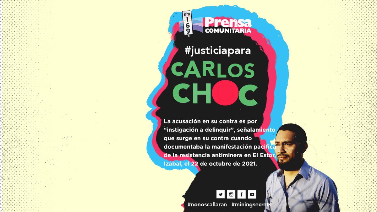 PrensaComunitar's tweet photo. #JusticiaParaCarlosChoc ✊🏽 Inicia la audiencia de primera declaración de Carlos Choc, periodista Maya Q’eqchi. El Juzgado de Puerto Barrios se ha negado a que sea transmitida su audiencia. 
👉👉 Aquí te explicamos por qué está siendo criminalizado. 

#NoNosCallarán #MiningSecrets https://t.co/rBN3EWzh33