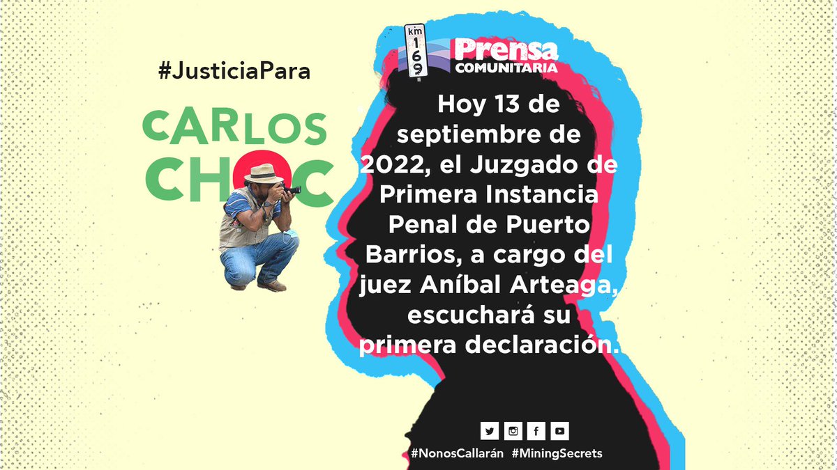 PrensaComunitar's tweet photo. #JusticiaParaCarlosChoc ✊🏽 Inicia la audiencia de primera declaración de Carlos Choc, periodista Maya Q’eqchi. El Juzgado de Puerto Barrios se ha negado a que sea transmitida su audiencia. 
👉👉 Aquí te explicamos por qué está siendo criminalizado. 

#NoNosCallarán #MiningSecrets https://t.co/rBN3EWzh33