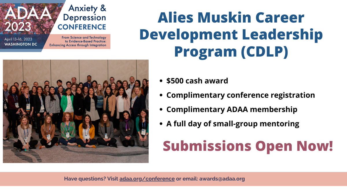 jamie_micco's tweet photo. I'm co-chairing the ADAA CDLP this year and encourage all graduate students, post-docs, and early career clinicians and researchers to apply-- we have a great program planned! @ADAAConference https://t.co/ZfCUStfMb7