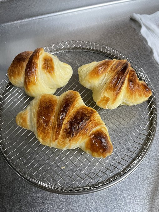 こんな時間にクロワッサン焼いた 