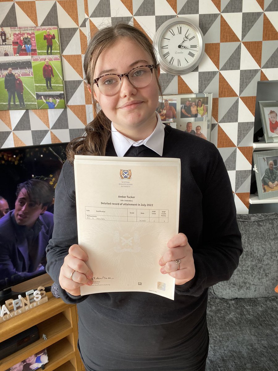 Very proud of Amber today. Nat 3 pass for drama @CastlebraeCHS