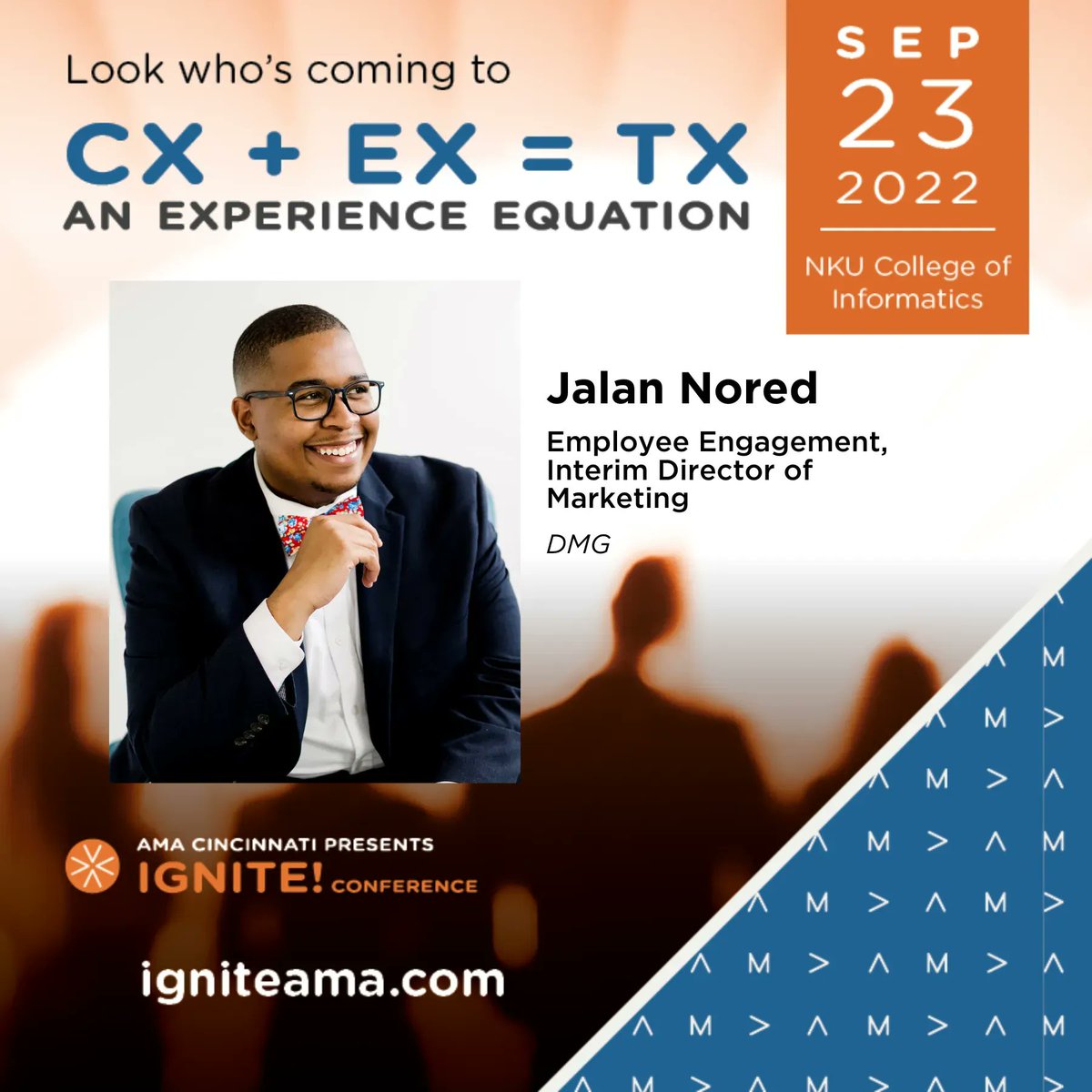AMACincinnati's tweet image. Join @ThisIsJnored -  Employee Engagement &amp;amp; Interim Director of Marketing at @DivisionsHQ - as he directs how to improve our employee’s experience through passion, technology and monthly themes. Join other professionals at IGNITE! igniteama.com
#AMAIgnite #AMACincinnati