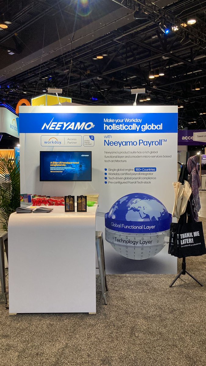 Neeyamo's tweet photo. After a successful Day 1, Neeyamo is all set for Day 2 at #WDayRising.
Come visit our booth #603 and witness what the future of global payroll looks like. 😎
#SignatureSponsor #GlobalPayroll #WithNeeyamo https://t.co/JaOVHyd2Ud