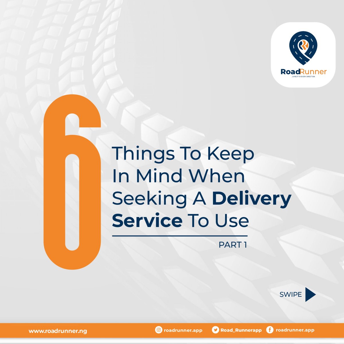 Road_Runnerapp's tweet photo. There's choosing just any delivery service, and there's choosing the right delivery service.
If you want to choose the right one for you either as a business or individual, these are a few things to keep in mind.
#roadrunnerapp #deliveryservice #deliveryserviceinabuja https://t.co/UhX57hXdKf