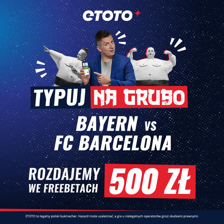 🔥𝟱𝟬𝟬 𝙋𝙇𝙉 𝙒𝙀 𝙁𝙍𝙀𝙀𝘽𝙀𝙏𝘼𝘾𝙃🔥

Wytypuj wynik meczu 🇩🇪 Bayern - Barcelona 🇪🇸 i podaj strzelca bramki.

➕ Obserwuj <a href="/etotopl/">ETOTO</a> 
🔁 Daj retweet
✍️ Podaj swój login do ETOTO
✅ Typujemy do godziny 21:00
💰 Pierwsze pięć trafnych odpowiedzi zgarnia freebet 1⃣0⃣0⃣ PLN