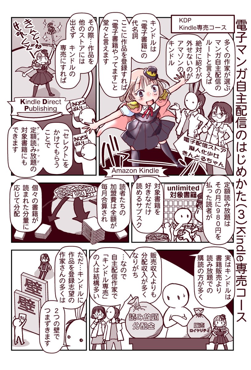 現在、多くの作家さんたちが用いているおすすめのマンガ電子配信のルートを紹介する漫画の第3話です。「Kindle専売配信」のメリットと多くの作家がつまづく壁について。

#電子書籍 #自主配信 #創作同人電子書籍のススメ #創作同人電子書籍 