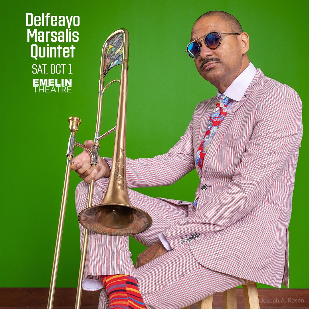 On 10/1 at 8 PM, Emelin Theatre presents The Delfeayo Marsalis Quintet! Marsalis, a Grammy winner, is one of the top trombonists, composers and producers in jazz! For tix and info, visit emelin.org/event/delfeayo…. @EmelinTheatre @Delfeayo @wfuv #EmelinTheatre #DelfeayoMarsalis